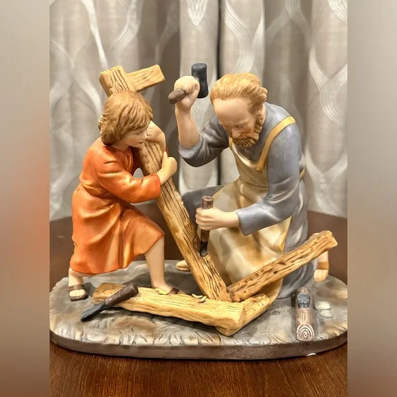 Homco 1989 Masterpiece Porcelain Figurine “The Carpenter” Joseph and Child Jesus